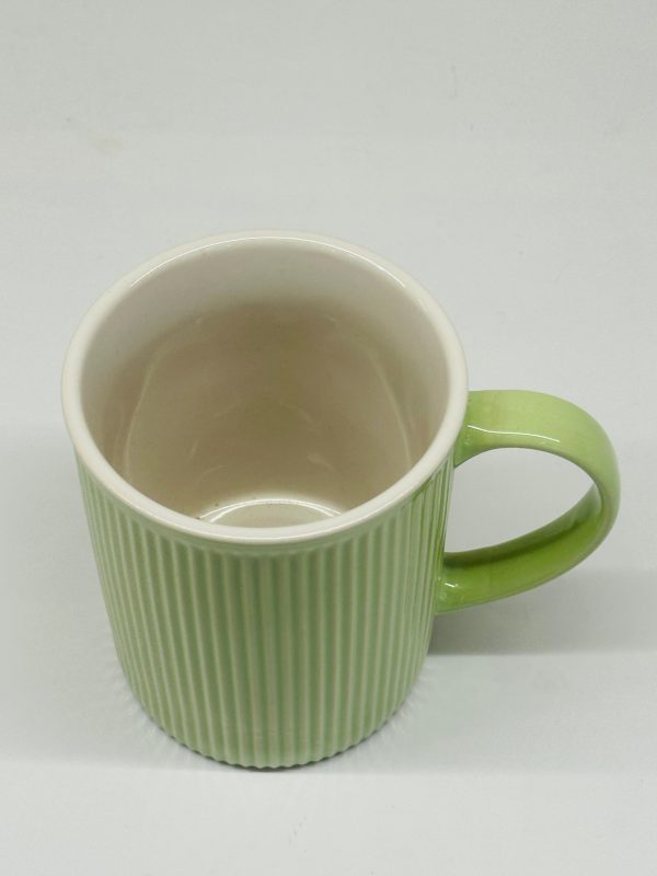 Green Ribbed Ceramic Mug - Image 2