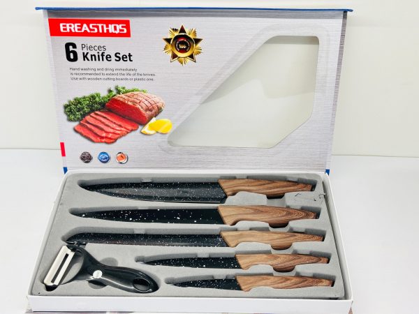 EREASTHQS 6-Piece Premium Knife Set – Black Blade Edition