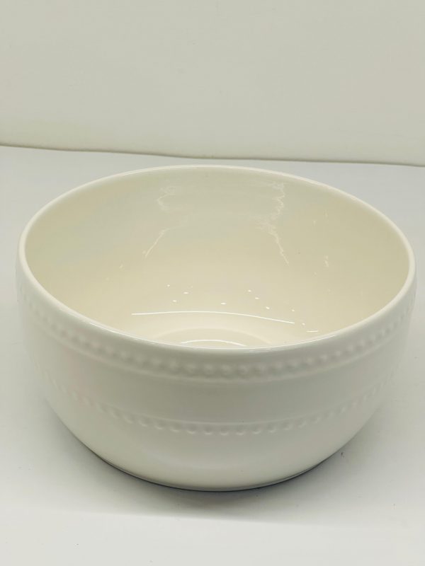 Classic White Embossed Ceramic Bowl