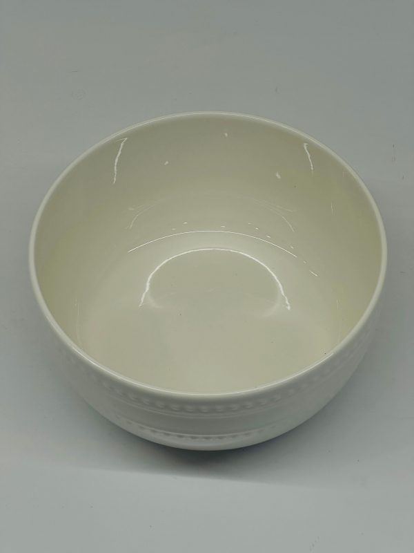 Classic White Embossed Ceramic Bowl - Image 2