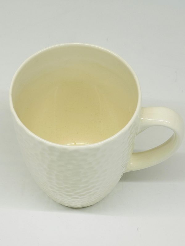 Ivory White Ceramic Mug with Hammered Texture - Image 2