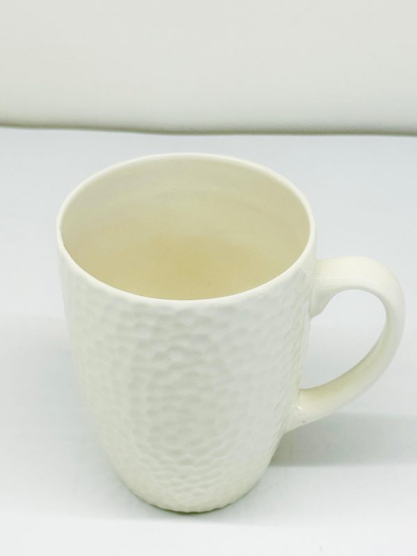 Ivory White Ceramic Mug with Hammered Texture