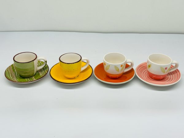 Multicolor Ceramic Espresso Cup & Saucer