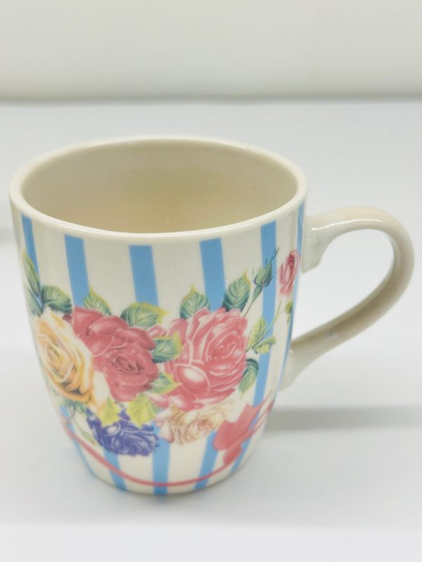 Floral Striped Ceramic Mug Set (12 Pcs) - Image 5