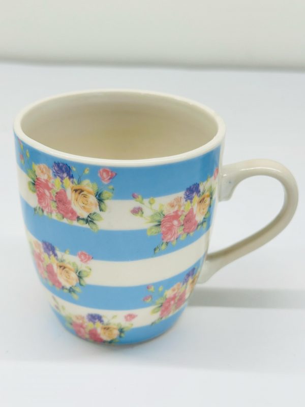 Floral Striped Ceramic Mug Set (12 Pcs) - Image 4