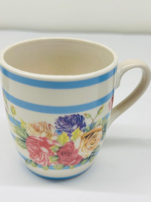 Floral Striped Ceramic Mug Set (12 Pcs) - Image 3
