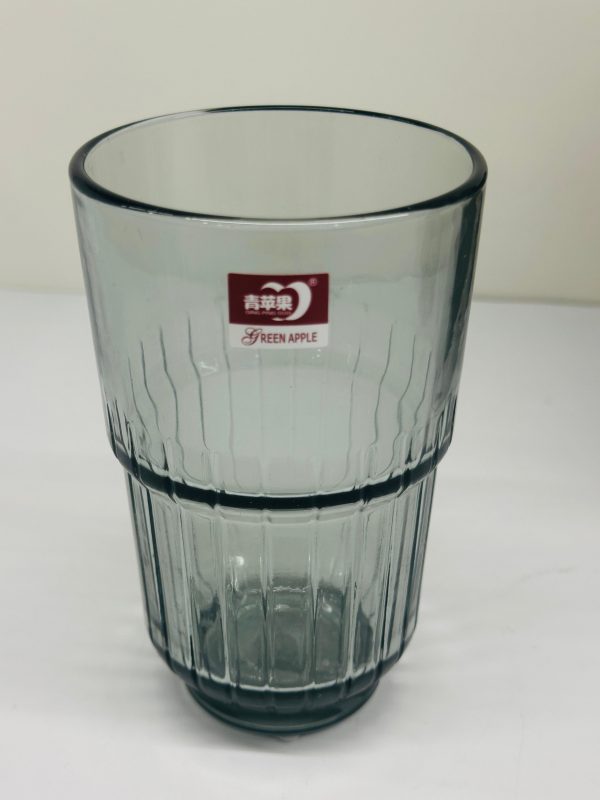 Green Apple Ribbed Glass Tumbler – Grey Tint