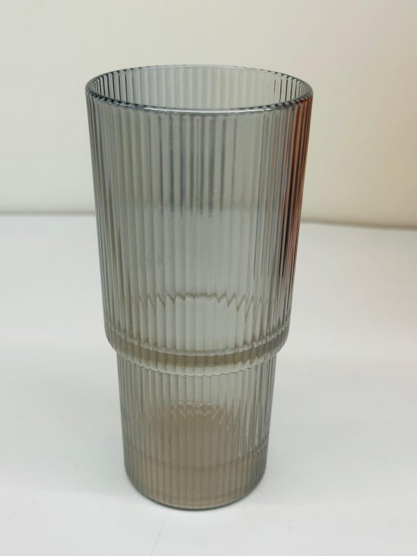 Tall Ribbed Smoky Glass
