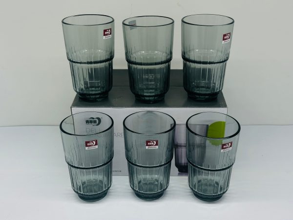 Green Apple Ribbed Glass Tumbler – Grey Tint - Image 2