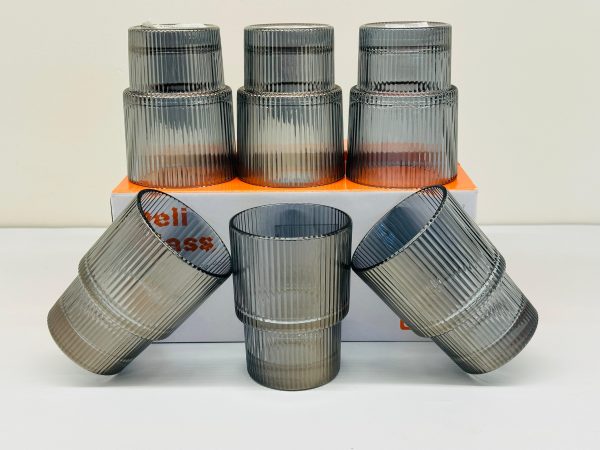 Smoky Ribbed Glass - Image 2