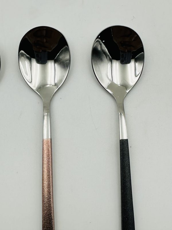 Dual Tone Long Handle Stainless Steel Spoon Set – 6 Pieces - Image 3