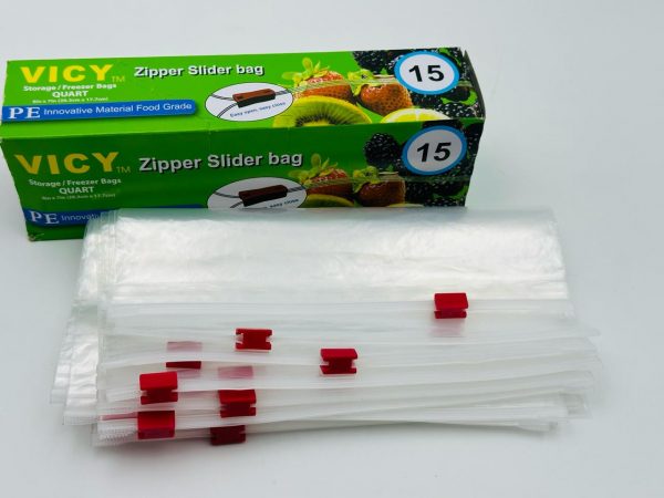 VICY Zipper Slider Storage & Freezer Bags – Quart Size (15 PCS) - Image 2