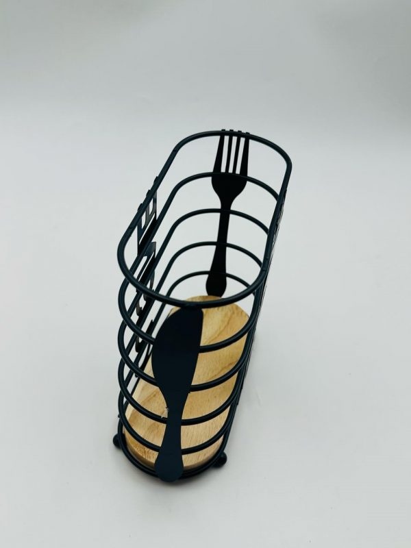 Metal & Wood Cutlery Holder - Image 2