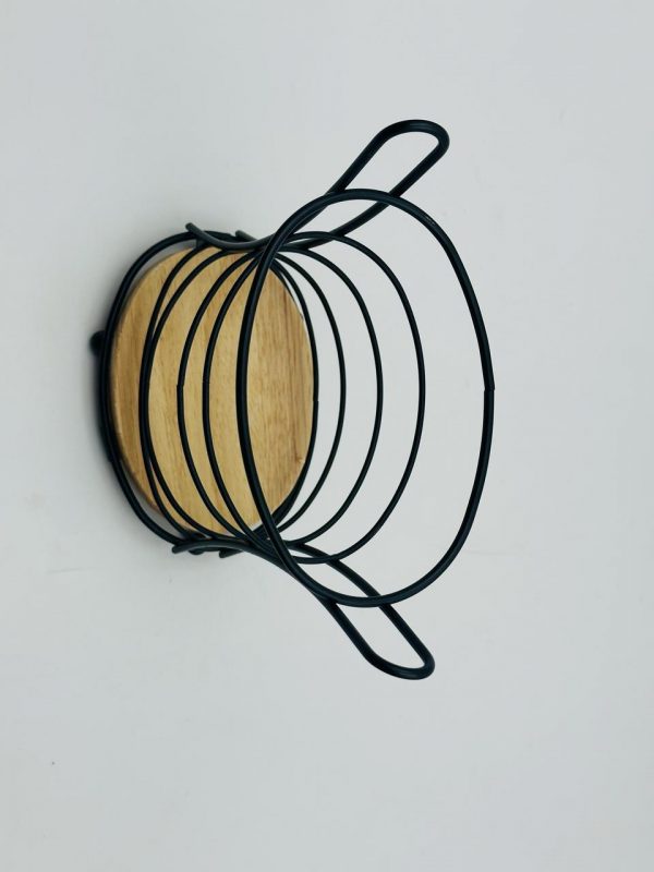 Vertical Wire Utensil Holder with Wooden Base - Image 2