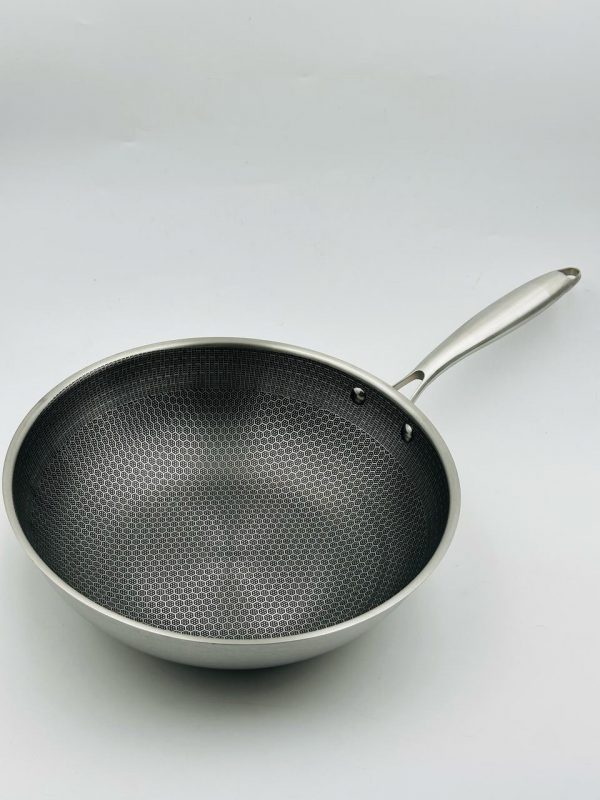 Stainless Steel Honeycomb Wok Pan 32CM - Image 2