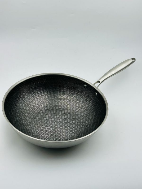 Stainless Steel Honeycomb Wok 34CM - Image 2