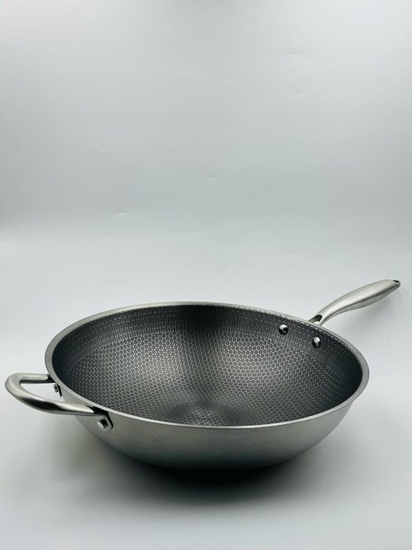 Stainless Steel Honeycomb Wok with Dual Handles 36CM