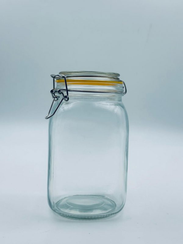 Clear Glass Storage Jar with Airtight Clip Lid & Orange Seal 1500ML