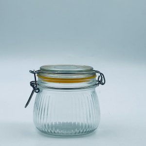 Small Airtight Ribbed Glass Storage Jar with Clamp Lid 500ML