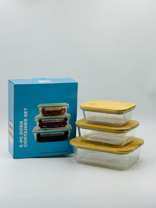 6-Piece Oven-Safe Glass Container Set with Airtight Lids