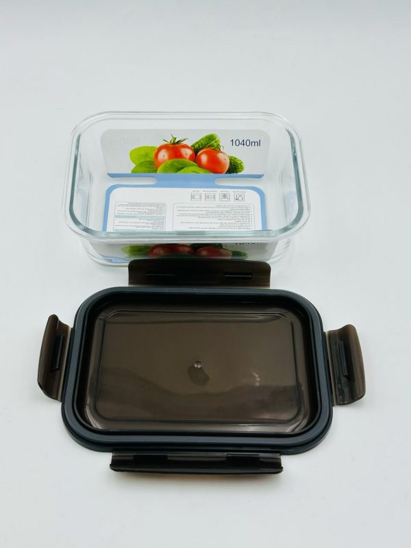 1040ml Rectangular Glass Food Storage Container with Airtight Locking Lid - Image 2