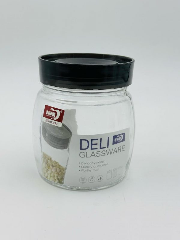 Deli Glassware Storage Jar with Black Lid