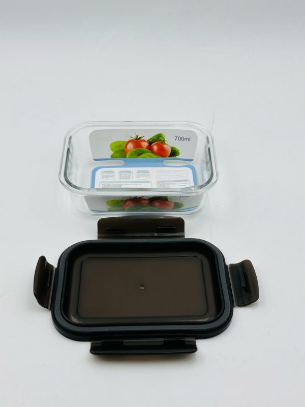 700ml Rectangular Glass Food Storage Container with Airtight Locking Lid - Image 2