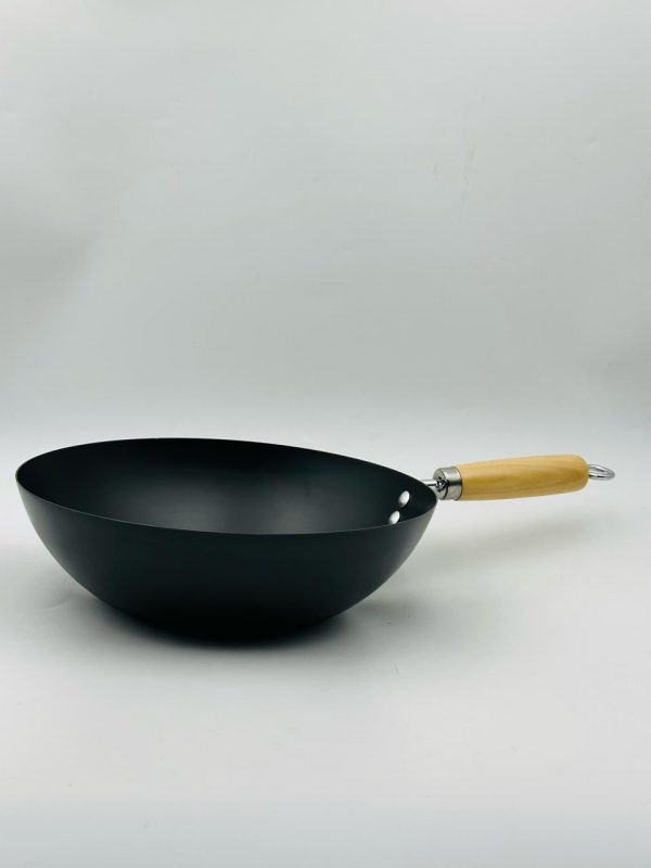 Classic Carbon Steel Wok with Wooden Handle 28CM