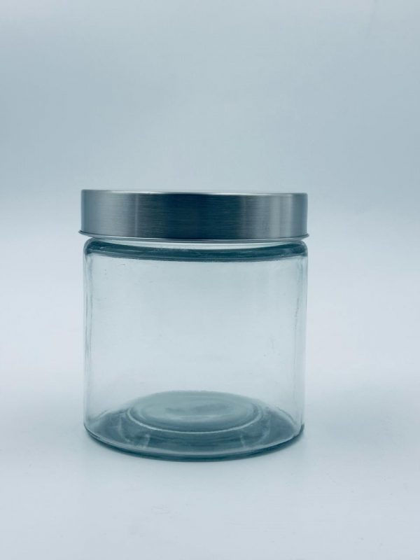 Glass Storage Jar with Silver Screw Lid