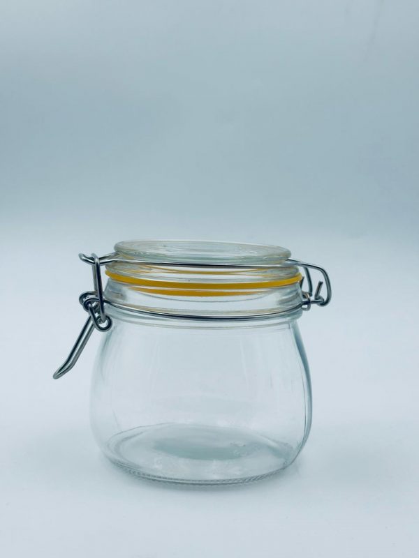 Round Glass Storage Jar with Clamp Lid & Silicone Seal 500ML