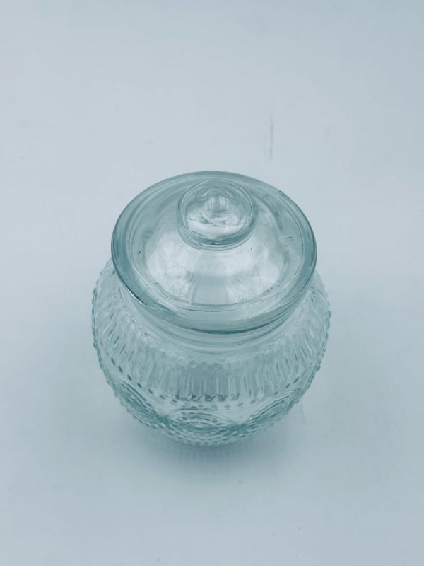 Embossed Glass Small Jar with Lid - Image 2