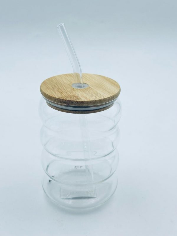 520ML Glass Tumbler with Bamboo Lid & Glass Straw