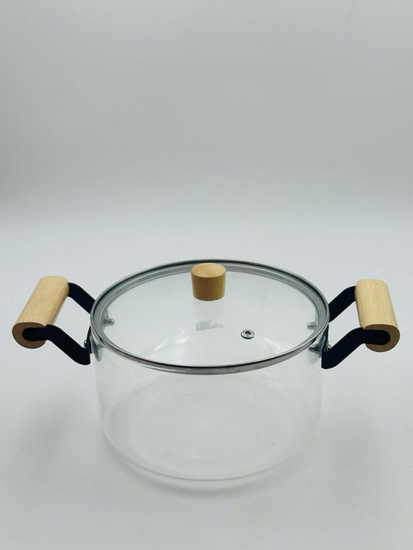 High Borosilicate Glass Pot with Wooden Handles – 3.5L - Image 2