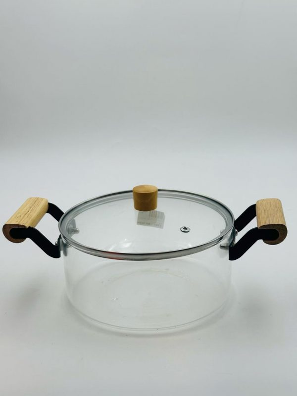 Wooden Handle Double Ear Glass Pot – 2.5L - Image 2