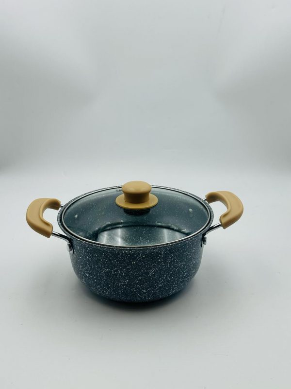 Granite Coated Casserole Pot with Glass Lid