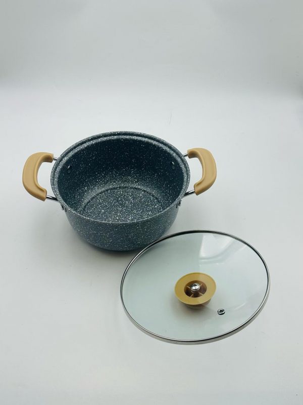Granite Coated Casserole Pot with Glass Lid - Image 2