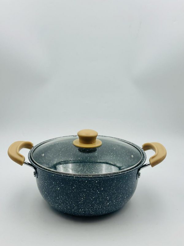 Granite Coated Non-Stick Cooking Pot with Glass Lid