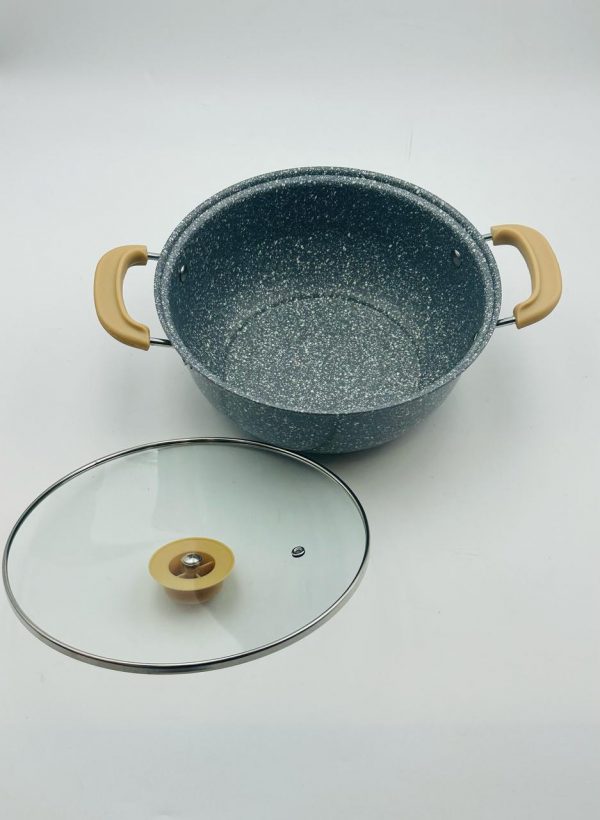 Granite Coated Non-Stick Cooking Pot with Glass Lid - Image 2