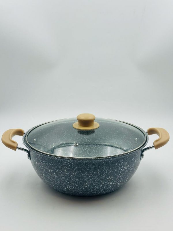 Granite Coated Non-Stick Cooking Pot with Glass Lid