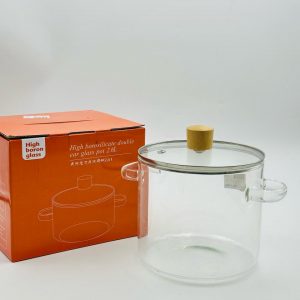 High Borosilicate Double Ear Glass Pot – 2.6L