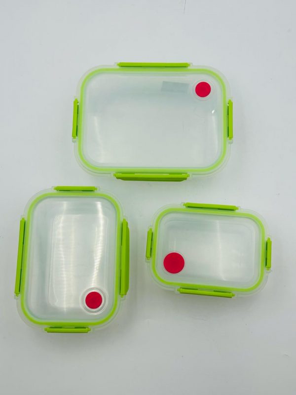 3-Piece Rectangular Glass Food Storage Container Set - Image 2