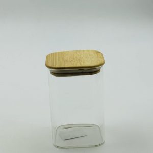 Rectangular Glass Storage Jar with Bamboo Lid (Medium)