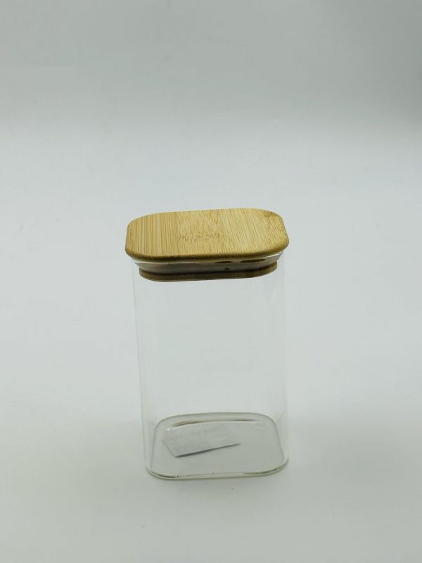 Rectangular Glass Storage Jar with Bamboo Lid (Medium)