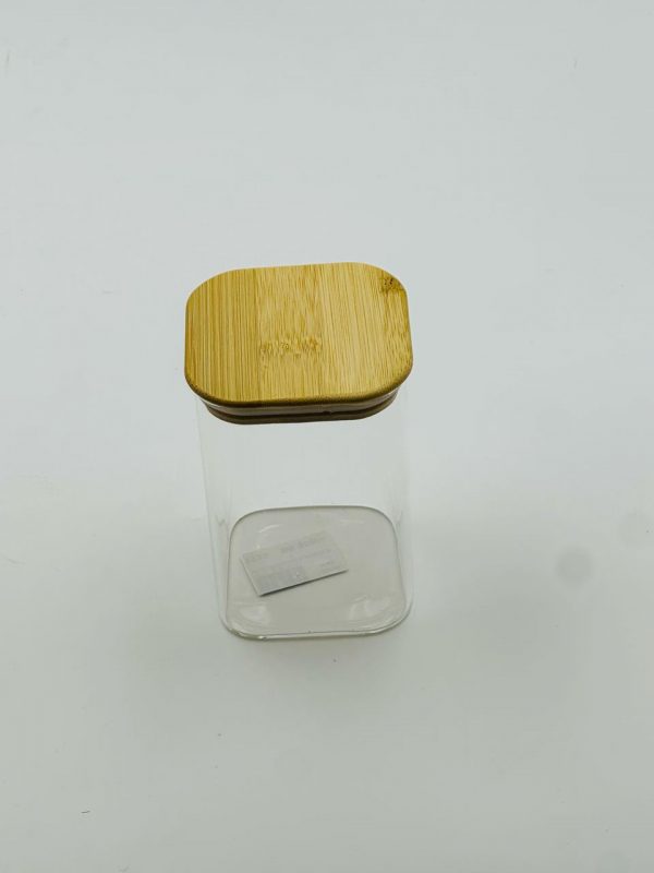 Rectangular Glass Storage Jar with Bamboo Lid (Medium) - Image 2
