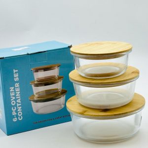 6-Piece Oven Container Set with Bamboo Lids