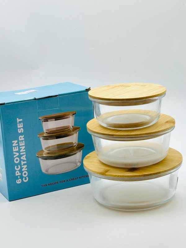 6-Piece Oven Container Set with Bamboo Lids