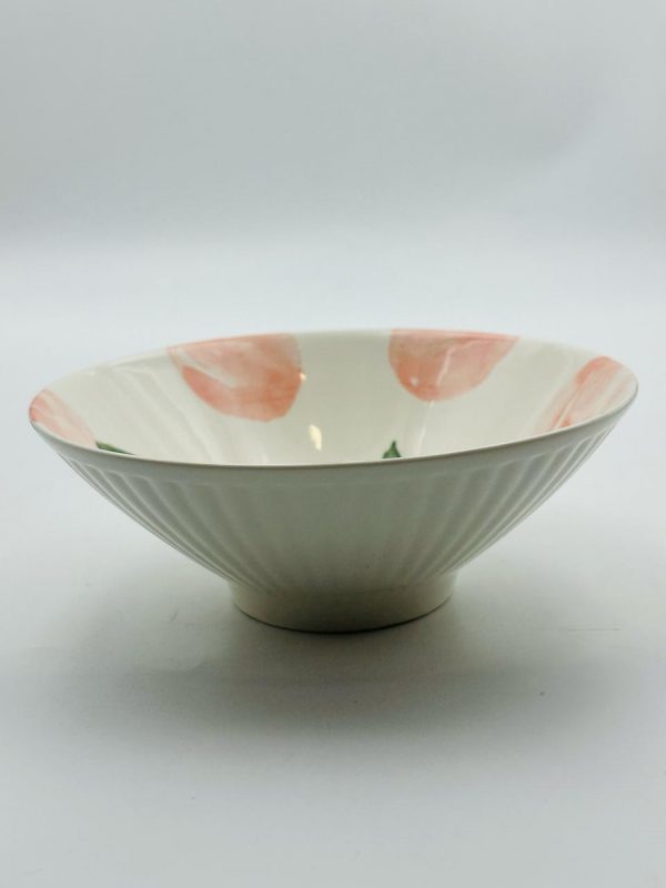 Ceramic Serving Bowl with Peach Blossom Design