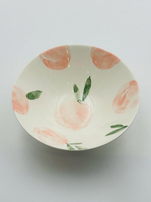 Ceramic Serving Bowl with Peach Blossom Design - Image 2