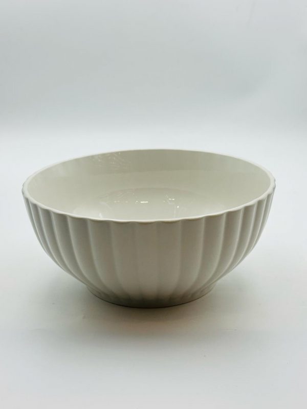 Classic White Ceramic Ribbed Bowl