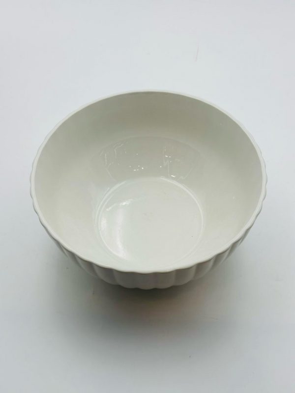 Classic White Ceramic Ribbed Bowl - Image 2